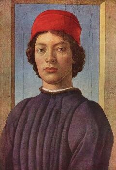 Сандро Ботичелли - Портрет молодого человека в красной шапке