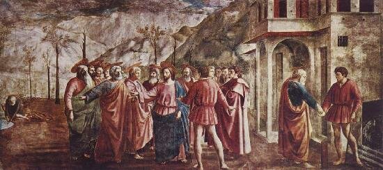 Мазаччо - Цикл фресок в капелле Бранкаччи в Санта Мария дель Кармине (Флоренция). Сцены из жизни Петра. Чудо о статире